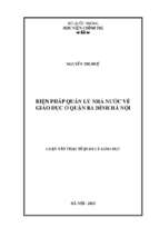 Biện pháp quản lý nhà nước về giáo dục ở quận ba đình, hà nội