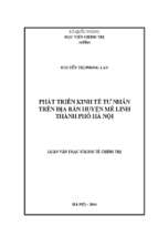 Phát triển kinh tế tư nhân trên địa bàn huyện mê linh thành phố hà nội