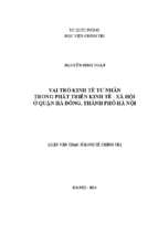 Vai trò kinh tế tư nhân trong phát triển kinh tế   xã hội ở quận hà đông, thành phố hà nội