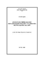 Quản lý quá trình giáo dục thói quen hành vi đạo đức của sinh viên trường đại học bạc liêu