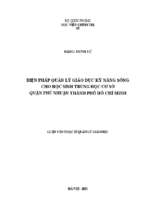 Biện pháp quản lý giáo dục kỹ năng sống cho học sinh trung học cơ sở quận phú nhuậnthành phố hồ chí minh