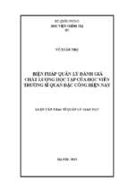 Biện pháp quản lý đánh giá chất lượng học tập của học viên trường sĩ quan đặc công hiện nay