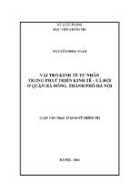 Vai trò kinh tế tư nhân trong phát triển kinh tế   xã hội ở quận hà đông, thành phố hà nội