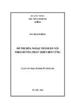 đô thị hóa ngoại thành hà nội theo hướng phát triển bền vững