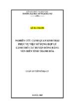 Nghiên cứu cảnh quan sinh thái phục vụ sử dụng hợp lý lãnh thổ các huyện đồng bằng ven biển tỉnh thanh hóa