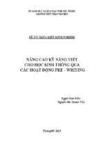 Nâng cao kỹ năng viết cho học sinh thông qua các hoạt động pre   writing