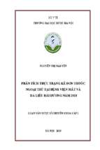 Phân tích thực trạng kê đơn thuốc ngoại trú tại bệnh viện mắt và da liễu hải dương năm 2018