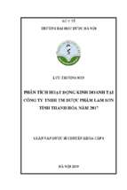 Phân tích hoạt động kinh doanh tại công ty tnhh tm dược phẩm lam sơn tỉnh thanh hóa năm 2017