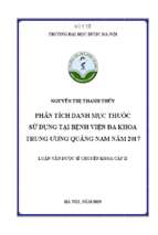 Phân tích danh mục thuốc sử dụng tại bệnh viện đa khoa trung ương quảng nam năm 2017