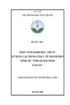 Phân tích danh mục thuốc sử dụng tại trung tâm y tế thành phố uông bí   tỉnh quảng ninh năm 2017