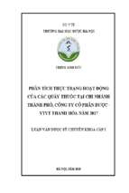 Phân tích thực trạng hoạt động của các quầy thuốc tại chi nhánh thành phố, công ty cổ phần dược   vtyt thanh hóa năm 2017