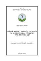 Phân tích thực trạng tồn trữ thuốc tại bệnh viện y học cổ truyền vĩnh phúc năm 2017