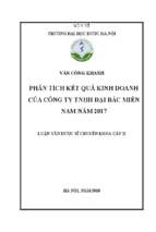 Phân tích kết quả kinh doanh của công ty tnhh đại bắc miền nam năm 2017