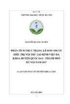 Phân tích thực trạng kê đơn thuốc điều trị nội trú tại bệnh viện đa khoa huyện quốc oai   thành phố hà nội năm 2017