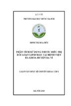 Phân tích sử dụng thuốc điều trị rối loạn lipid máu tại bệnh viện đa khoa huyện ba vì