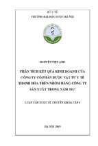 Phân tích kết quả kinh doanh của công ty cổ phần dƣợc vật tư y tế thanh hóa trên nhóm hàng công ty sản xuất trong năm 2017