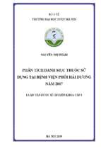 Phân tích danh mục thuốc sử dụng tại bệnh viện phổi hải dương năm 2017