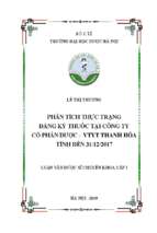 Phân tích thực trạng đăng ký thuốc tại công ty cổ phần dược – vtyt thanh hóa tính đến 31122017