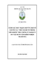 đánh giá thực trạng đáp ứng một số nguyên tắc “thực hành tốt phòng thí nghiệm” theo thông tư 04 2018 ttbyt tại trung tâm kiểm nghiệm thanh hóa