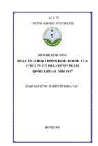 Phân tích hoạt động kinh doanh của công ty cổ phần dược phẩm qd meliphar năm 2017