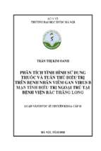 Phân tích tình hình sử dụng thuốc và tuân thủ điều trị trên bệnh nhân viêm gan virus b mạn tính điều trị ngoại trú tại bệnh viện bắc thăng long