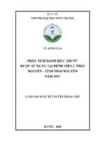 Phân tích danh mục thuốc được sử dụng tại bệnh viện c thái nguyên   tỉnh thái nguyên năm 2017