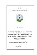 Phân tích thực trạng kê đơn thuốc cho bệnh nhân điều trị ngoại trú tại bệnh viện đa khoa quỳnh lưu   tỉnh nghệ an năm 2017