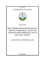 Phân tích hoạt động kinh doanh của công ty cổ phần dược vật tư y tế thanh hóa trên nhóm hàng công ty khai thác năm 2017