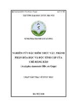 Nghiên cứu đặc điểm thực vật, thành phần hóa học và độc tính cấp của chè hàng rào (acalypha siamensis oliv. ex goge)