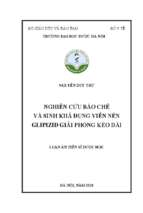 Nghiên cứu bào chế và sinh khả dụng viên nén glipizid giải phóng kéo dài