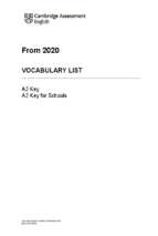 KET FROM 2020 vocabulary list 