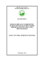 Đánh giá hiệu quả và định hướng sử dụng đất sản xuất nông nghiệp trên địa bàn huyên Nông Cống, tỉnh Thanh Hóa (Luận văn thạc sĩ)