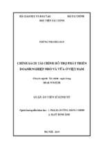 Chính sách tài chính hỗ trợ phát triển doanh nghiệp nhỏ và vừa ở việt nam