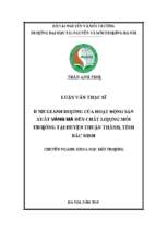 đánh giá ảnh hưởng của hoạt động sản xuất vàng mã đến chất lượng môi trường tại huyện thuận thành, tỉnh bắc ninh