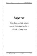 Hoàn thiện quy trình quản trị quan hệ khách hàng tại công ty lệ ninh – quảng bình