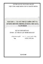 Các kỹ thuật kiểm thử và gỡ rối chương trình áp dụng cho java và python