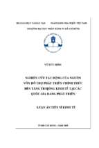 Nghiên cứu tác động của nguồn vốn hỗ trợ phát triển chính thức đến tăng trưởng kinh tế tại các quốc gia đang phát triển