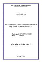 Phát triển sinh kế bền vững cho người dân phụ thuộc vào rừng ở bắc kạn tt