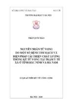 Nguyên nhân tử vong do một số bệnh tim mạch và biện pháp cải thiện chất lượng thống kê tử vong tại trạm y tế xã ở tỉnh bắc ninh và hà nam'