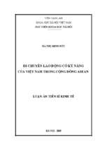 Di chuyển lao động có kỹ năng của việt nam trong cộng đồng asean