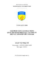 Giải pháp nâng cao hoạt động quản trị nguồn nhân lực tại công ty điện lực bình phú đến năm 2020