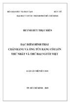 đặc điểm hình thái chân răng và ống tủy răng cối lớn thứ nhất và thứ hai người việt