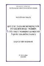 Quy tắc taylor mở rộng đối với tỷ giá hối đoái   nghiên cứu thực nghiệm tại một số quốc gia đông nam á