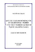 Quy tắc taylor mở rộng đối với tỷ giá hối đoái   nghiên cứu thực nghiệm tại một số quốc gia đông nam á