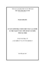 áp dụng hình phạt chính theo pháp luật hình sự việt nam từ thực tiễn huyện tân biên, tỉnh tây ninh