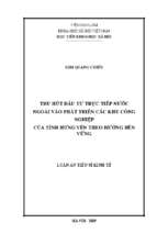 Thu hút đầu tư trực tiếp nước ngoài vào phát triển các khu công nghiệp của tỉnh hưng yên theo hướng bền vững