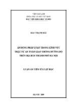 áp dụng pháp luật trong lĩnh vực trật tự, an toàn giao thông đường bộ trên địa bàn hà nội