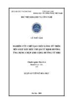 Nghiên cứu chế tạo chất lỏng từ trên nền oxit sắt siêu thuận từ định hướng ứng dụng chụp ảnh cộng hưởng từ mri