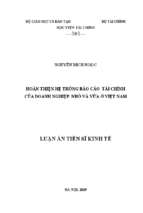 Hoàn thiện hệ thống báo cáo tài chính của doanh nghiệp nhỏ và vừa ở việt nam