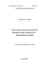 Quản lý nhà nước đối với giáo dục mầm non tư thực trên địa bàn thành phố hồ chí minh